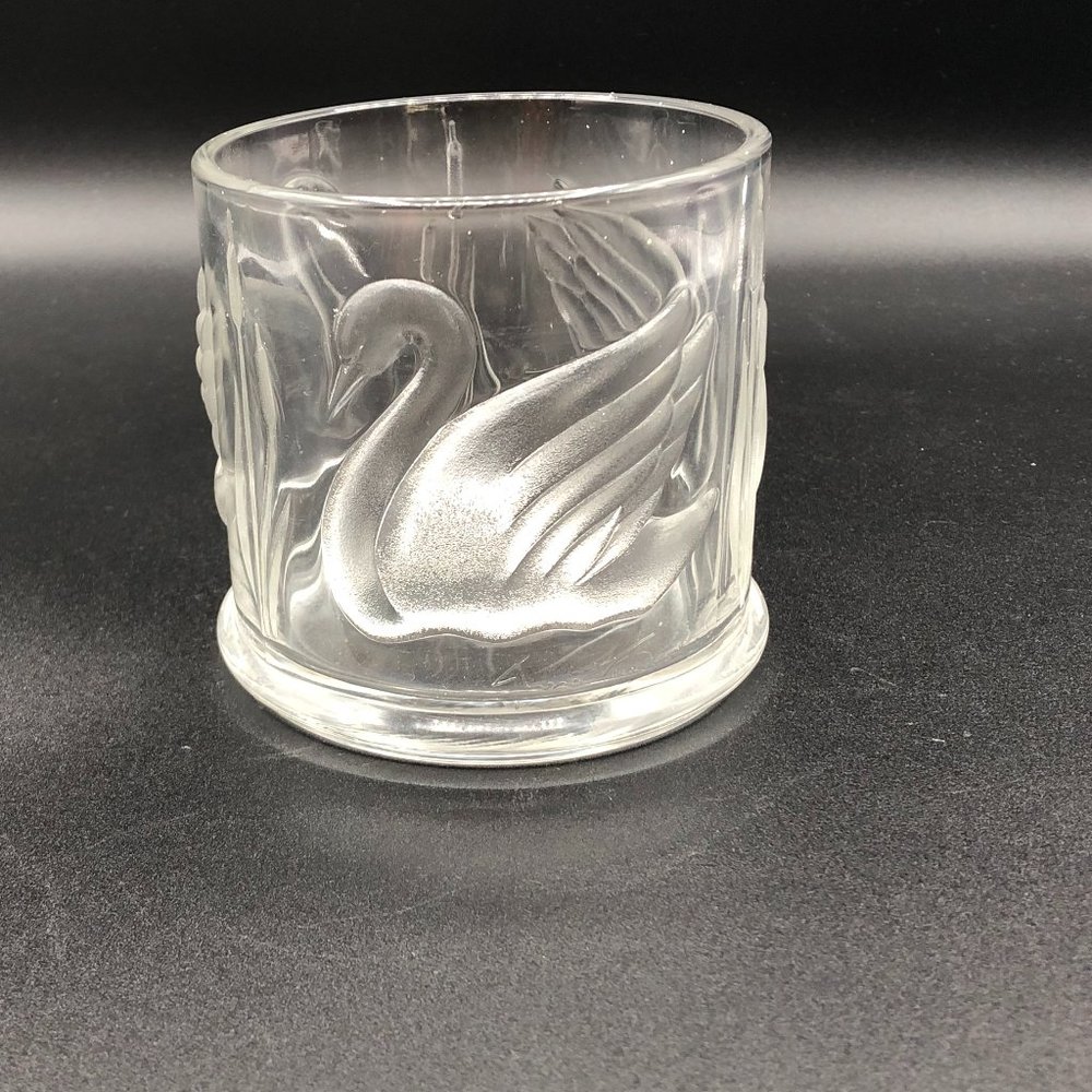 Teleflora Gloria Vanderbilt Clear Glass Frosted Swan Vase Jar Flower Vase 4"